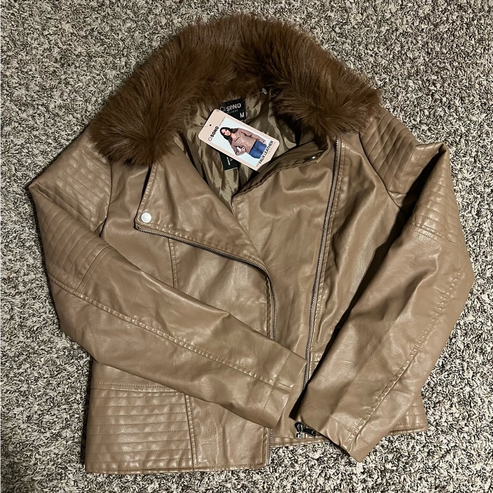 Cisono Women Faux Leather Jacket